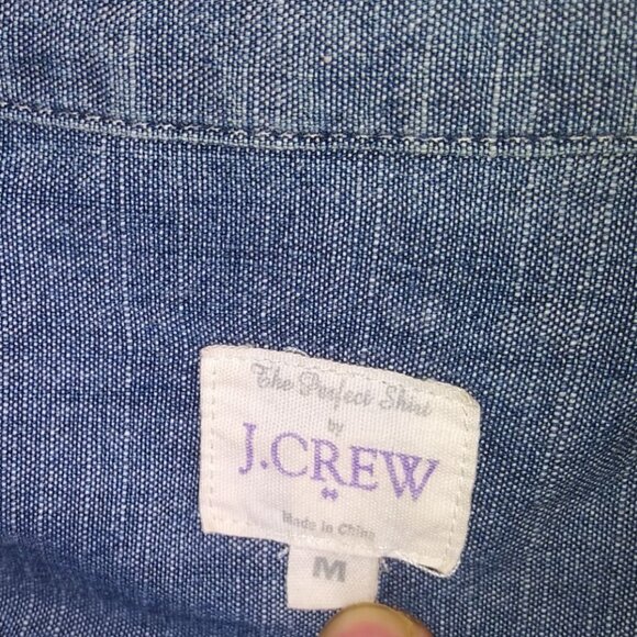 J.Crew Button Up Long Sleeve Denim Style Top Women's Size M - Picture 5 of 6